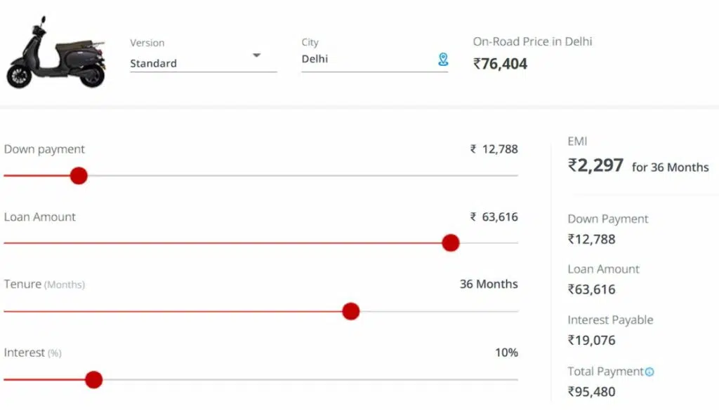 Benling Aura Scooter EMI Plan